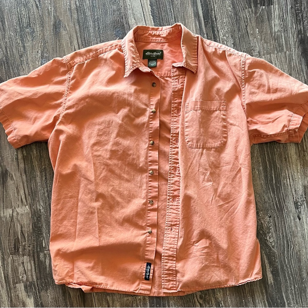 Eddie Bauer Men's Large Light Orange Button Down Shirt